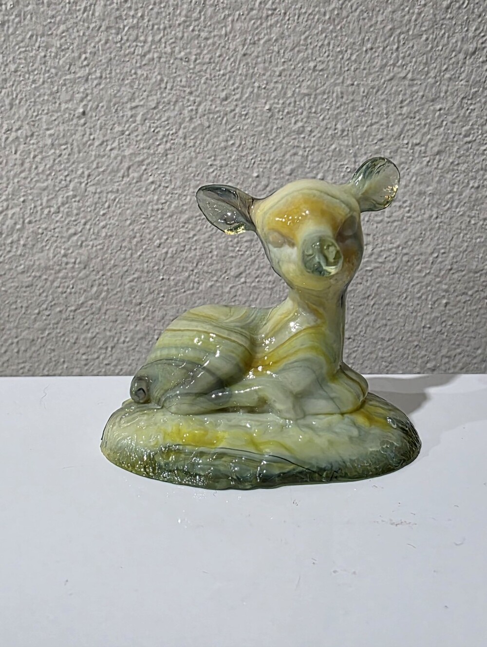 Boyd Glass Slag Bingo Deer Figurine GLOWS.